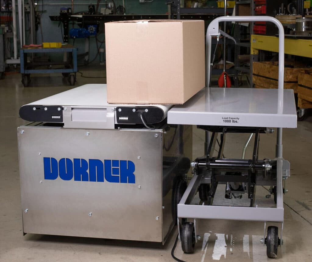 A Dorner AMR conveyor with a load capacity of 1000 lbs.