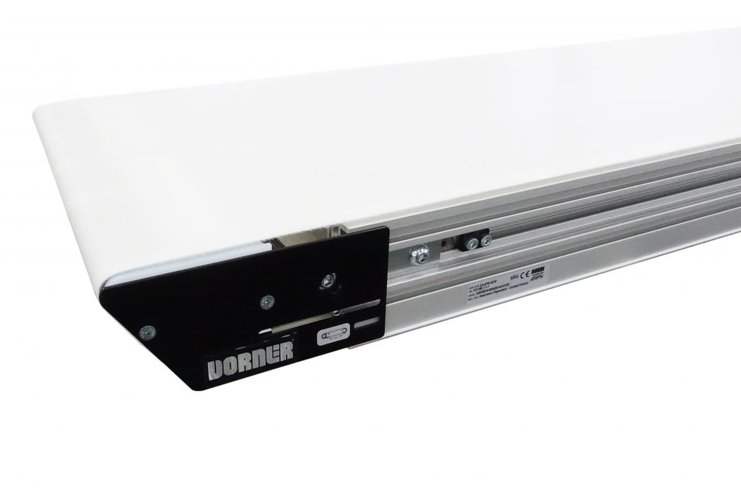 A belted 3200 series conveyor from Dorner featuring the nose bar.