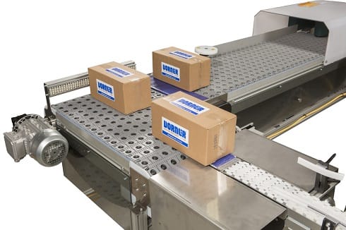 A Dorner 3200 conveyor with a corner turn and Intralox ARB technology.