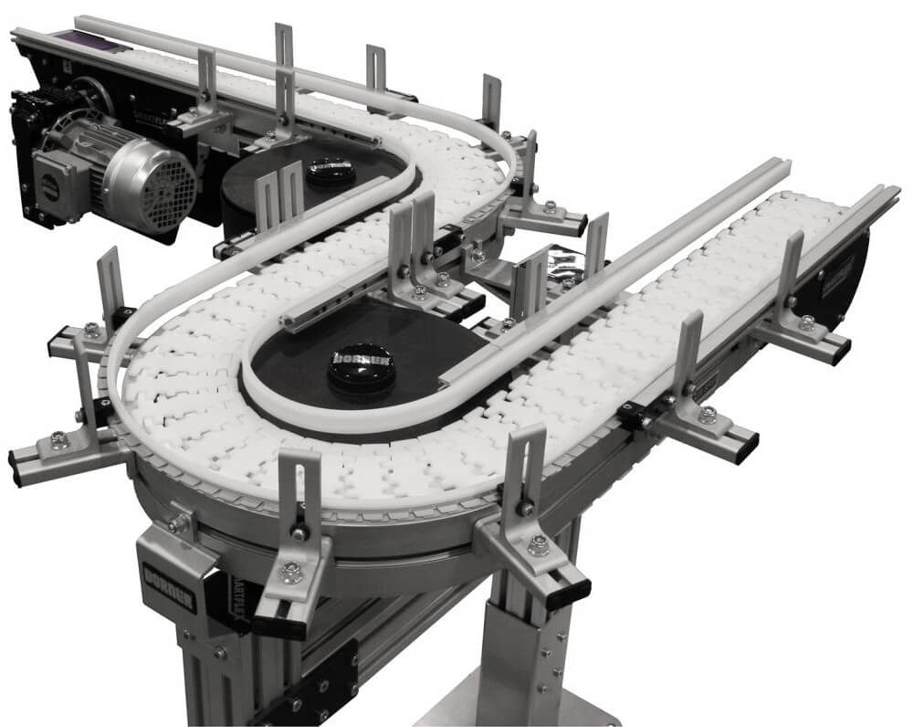 Dorner FlexMove conveyors allow for inclines and declines from 5 degrees to 30 degrees.